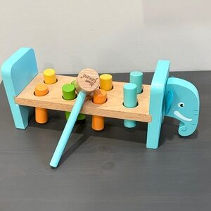 Elephant Hammer Toy with Blue and Orange Accents